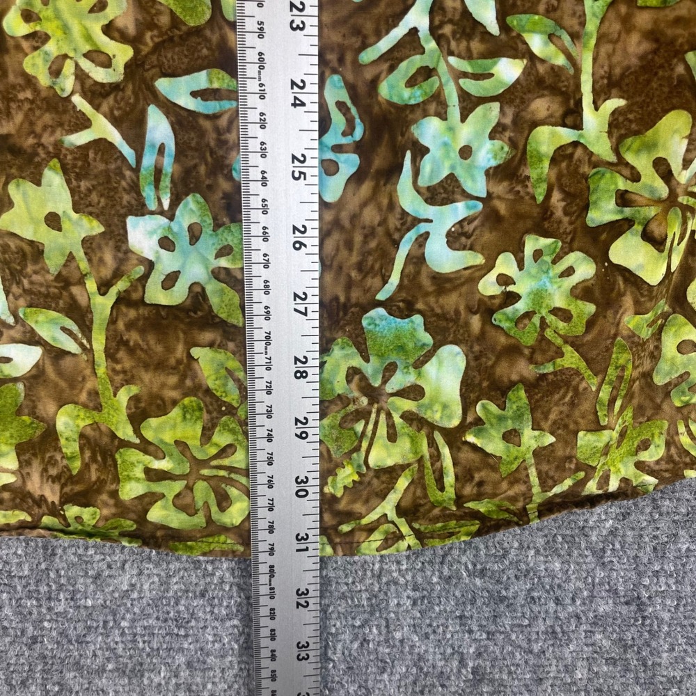 Pete Huntington Shirt Large Green Brown 100% Cotton Bali Handcrafted Floral Mens - Picture 6 of 6